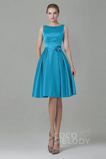 A-Line Knee Length Satin Bridesmaid Dress COZK1500B