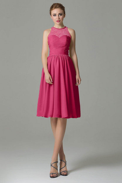A-Line Knee Length Lace Short Bridesmaid Dress COZK16003