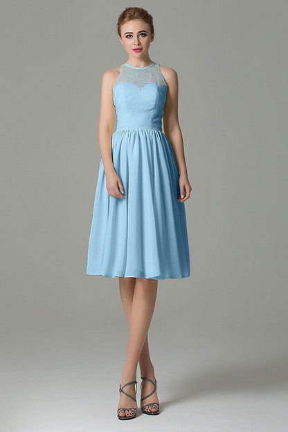 A-Line Knee Length Lace Short Bridesmaid Dress COZK16003