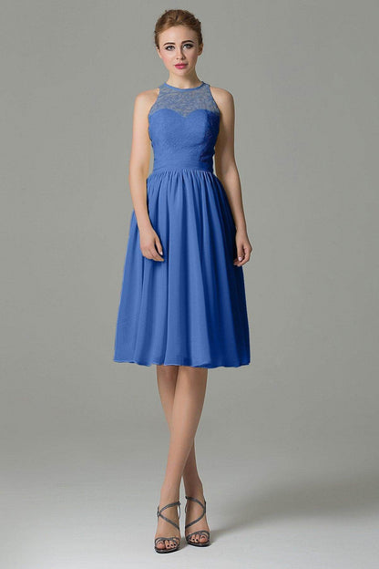 A-Line Knee Length Lace Short Bridesmaid Dress COZK16003