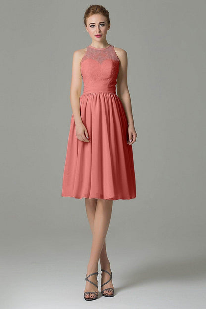 A-Line Knee Length Lace Short Bridesmaid Dress COZK16003