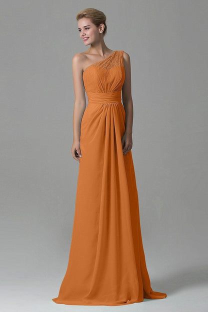 Sheath Sweep Train Lace/Chiffon Bridesmaid Dress COZK16004