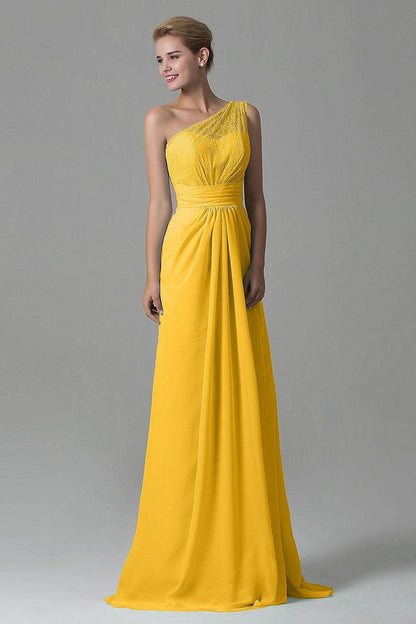 Sheath Sweep Train Lace/Chiffon Bridesmaid Dress COZK16004