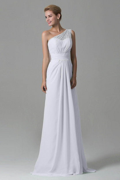 Sheath Sweep Train Lace/Chiffon Bridesmaid Dress COZK16004
