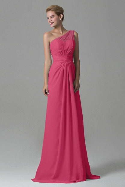 Sheath Sweep Train Lace/Chiffon Bridesmaid Dress COZK16004