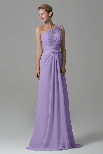 Sheath Sweep Train Lace/Chiffon Bridesmaid Dress COZK16004