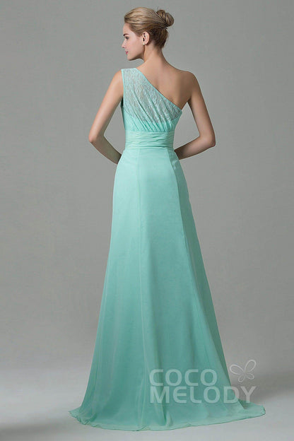 Sheath Sweep Train Lace/Chiffon Bridesmaid Dress COZK16004