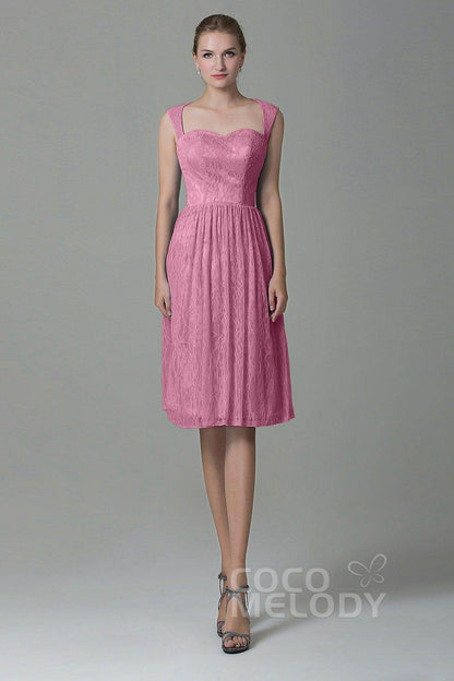 Sheath-Column Knee Length Lace Bridesmaid Dress COZK16007