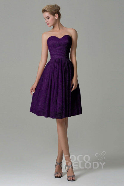 A-Line Knee Length Lace Bridesmaid Dress COZK16008