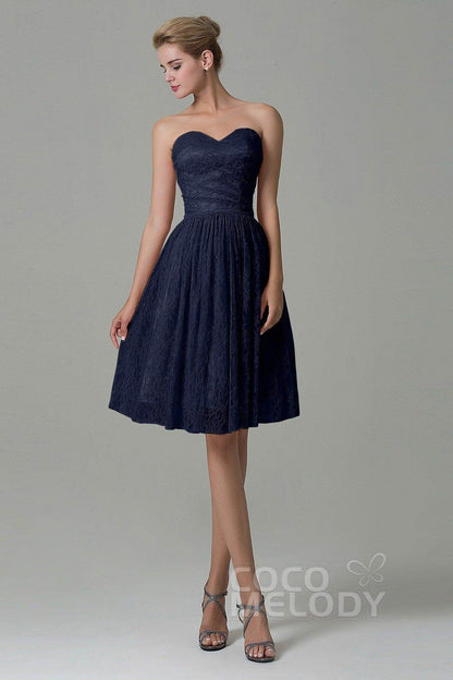 A-Line Knee Length Lace Bridesmaid Dress COZK16008