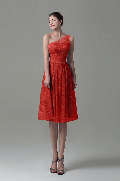 A-Line Knee Length Lace Bridesmaid Dress COZK16009