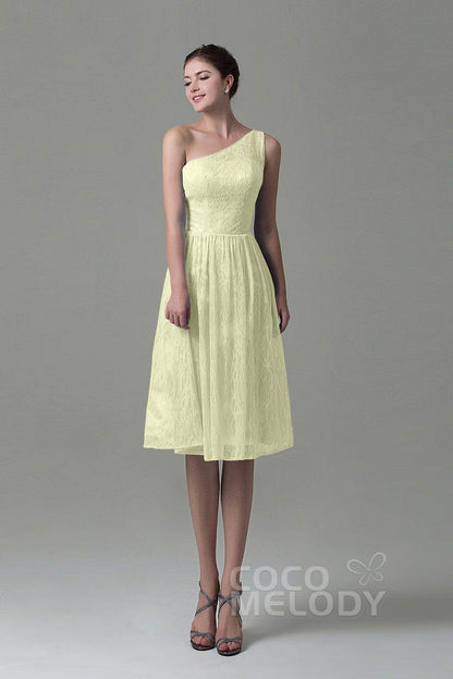 A-Line Knee Length Lace Bridesmaid Dress COZK16009