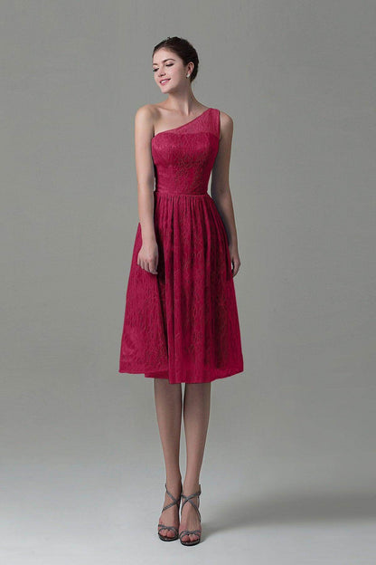 A-Line Knee Length Lace Bridesmaid Dress COZK16009