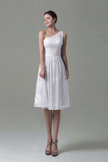 A-Line Knee Length Lace Bridesmaid Dress COZK16009