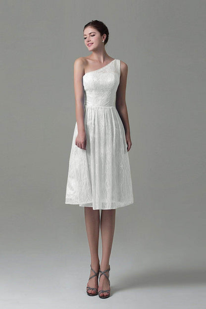A-Line Knee Length Lace Bridesmaid Dress COZK16009