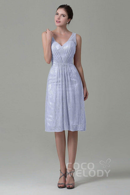 Sheath-Column Knee Length Lace Bridesmaid Dress COZK16010