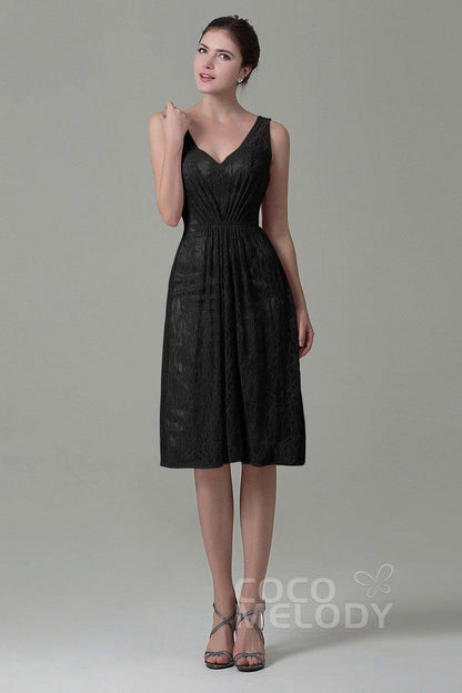 Sheath-Column Knee Length Lace Bridesmaid Dress COZK16010