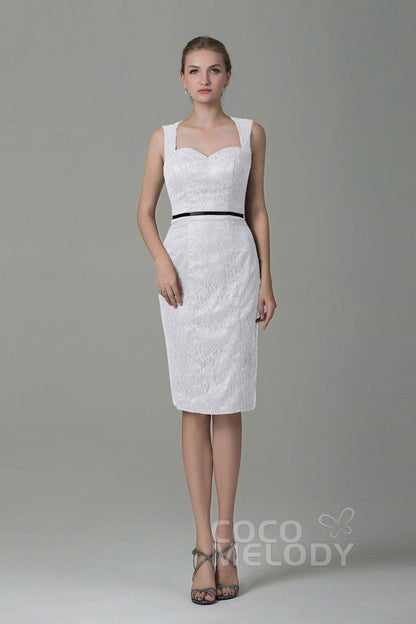 Sheath-Column Knee Length Lace Bridesmaid Dress COZK16011