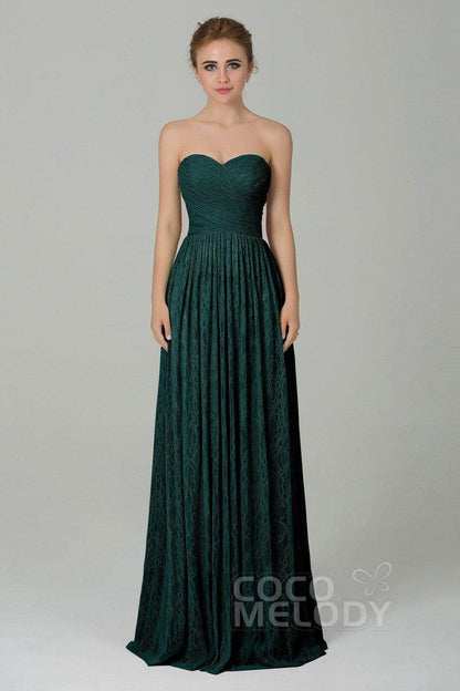 Sheath-Column Floor Length Lace Bridesmaid Dress COZK16013