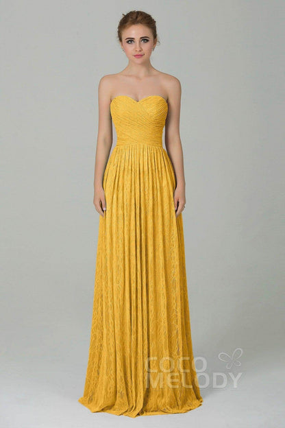 Sheath-Column Floor Length Lace Bridesmaid Dress COZK16013