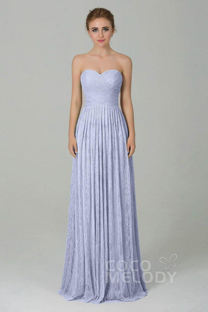 Sheath-Column Floor Length Lace Bridesmaid Dress COZK16013