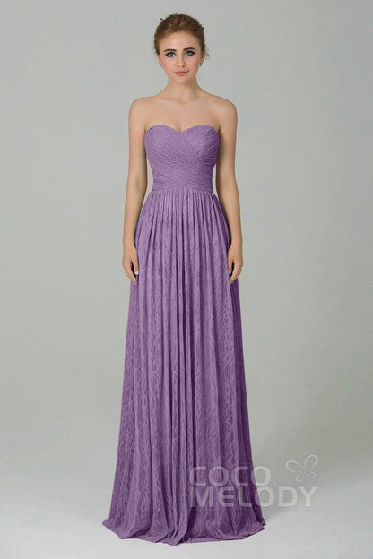 Sheath-Column Floor Length Lace Bridesmaid Dress COZK16013