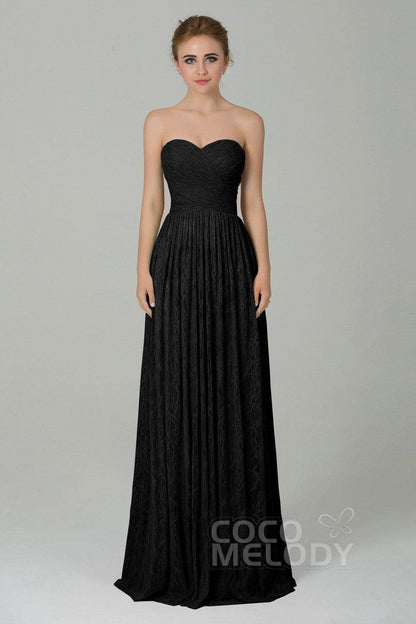 Sheath-Column Floor Length Lace Bridesmaid Dress COZK16013