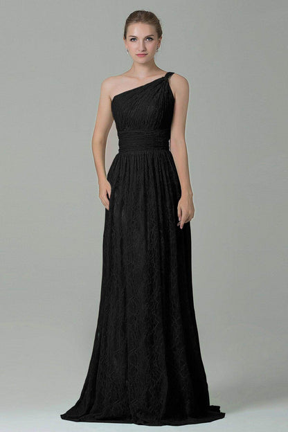 Sheath-Column Floor Length Lace Bridesmaid Dress COZK16014