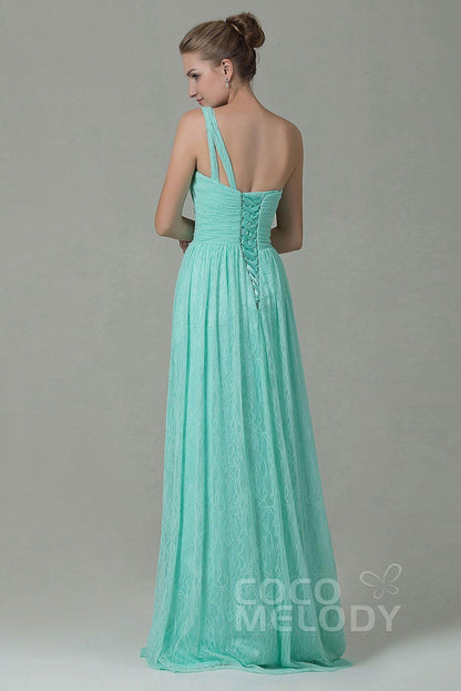 Sheath-Column Floor Length Lace Bridesmaid Dress COZK16014