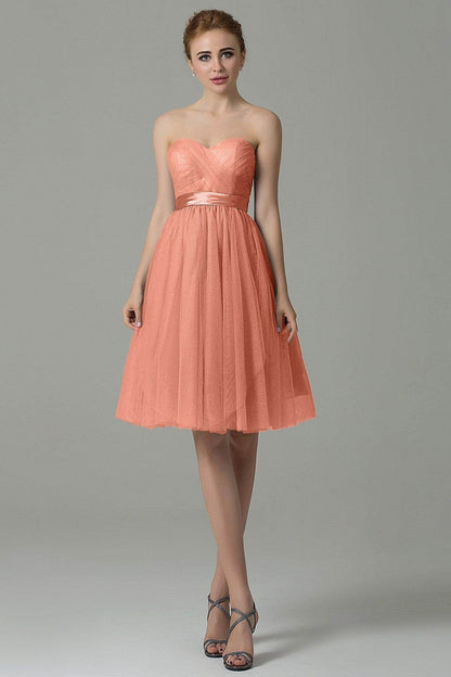 A-Line Knee Length Tulle Bridesmaid Dress COZM15016