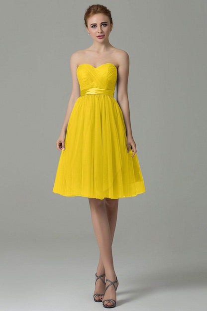 A-Line Knee Length Tulle Bridesmaid Dress COZM15016