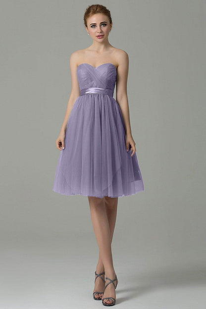 A-Line Knee Length Tulle Bridesmaid Dress COZM15016
