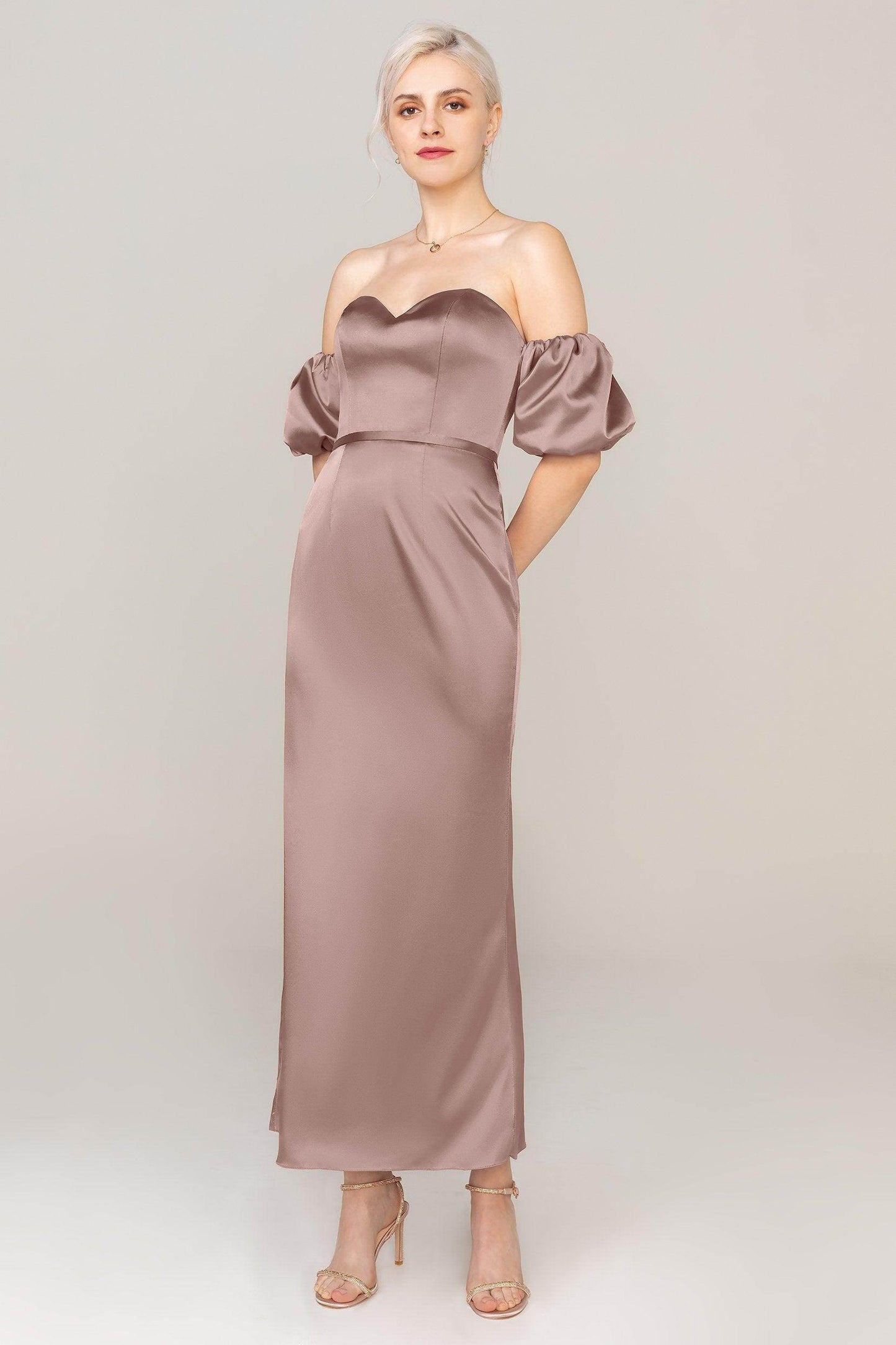 Sheath Ankle Length Luxe Satin Dress CS0306