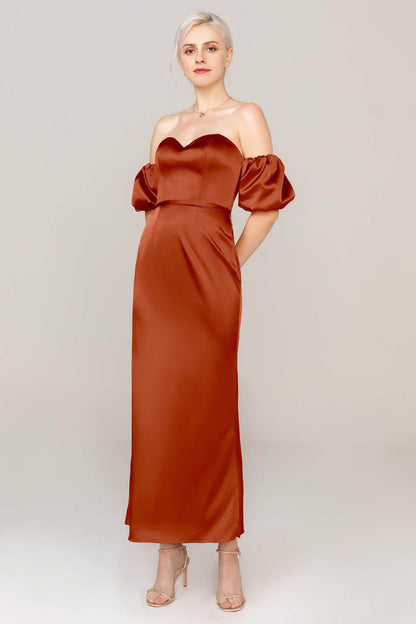 Sheath Ankle Length Luxe Satin Dress CS0306
