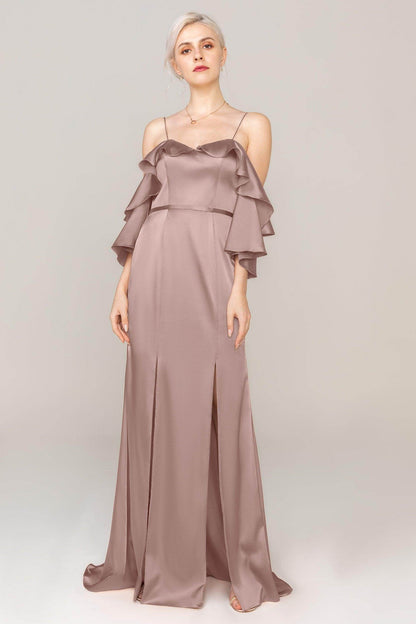 Sheath Sweep Train Luxe Satin Dress CS0310