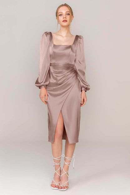 Sheath Knee Length Luxe Satin Dress CS0318