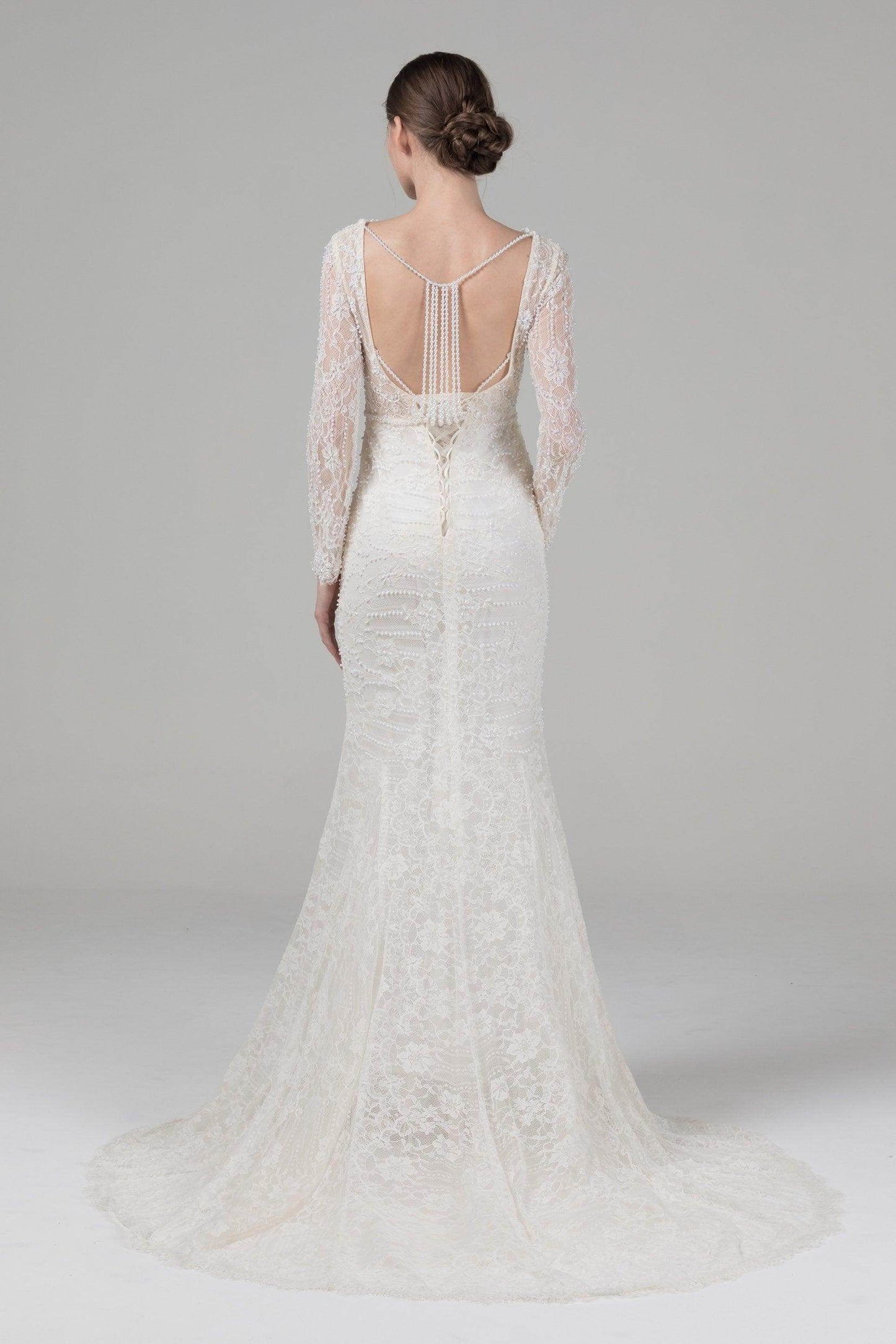 Mermaid Court Train Lace Wedding Dress CW2579