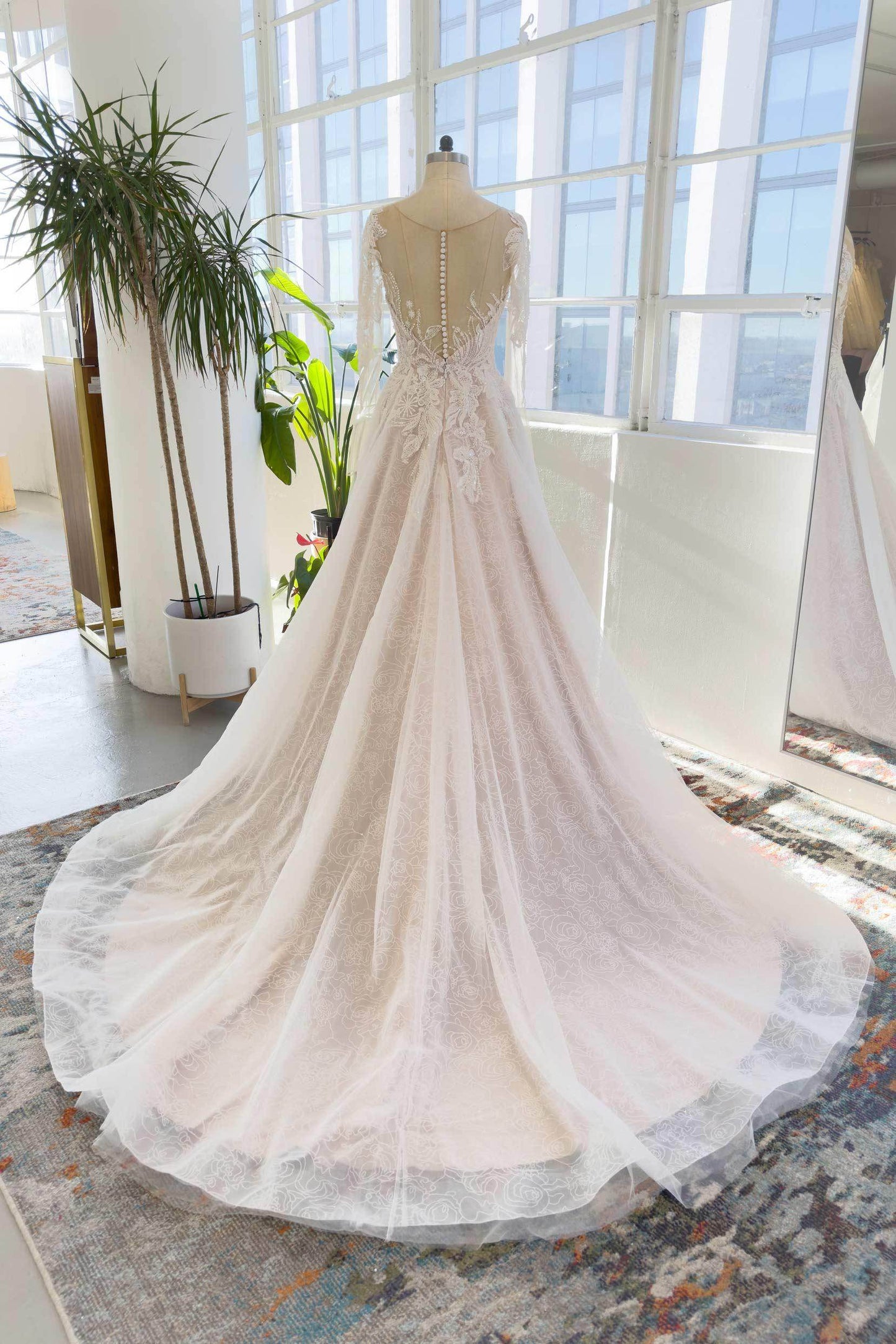 A-Line Court Train Sparkle Lace Wedding Dress CW3003