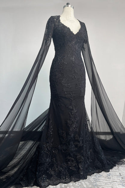 Trumpet-Mermaid Chapel Train Lace Tulle Wedding Dress CW3279