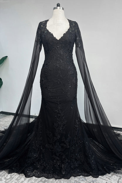 Trumpet-Mermaid Chapel Train Lace Tulle Wedding Dress CW3279