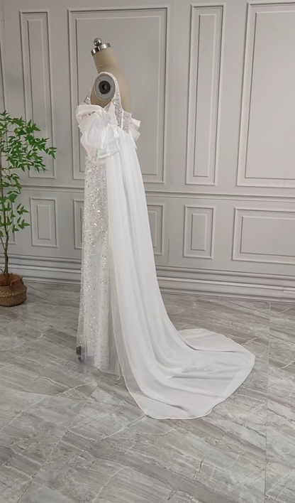Gorgeous White Glittering Sequin Beaded Sweetheart A-Line Long Prom Dress Party Dress Evening Dress HZ1024