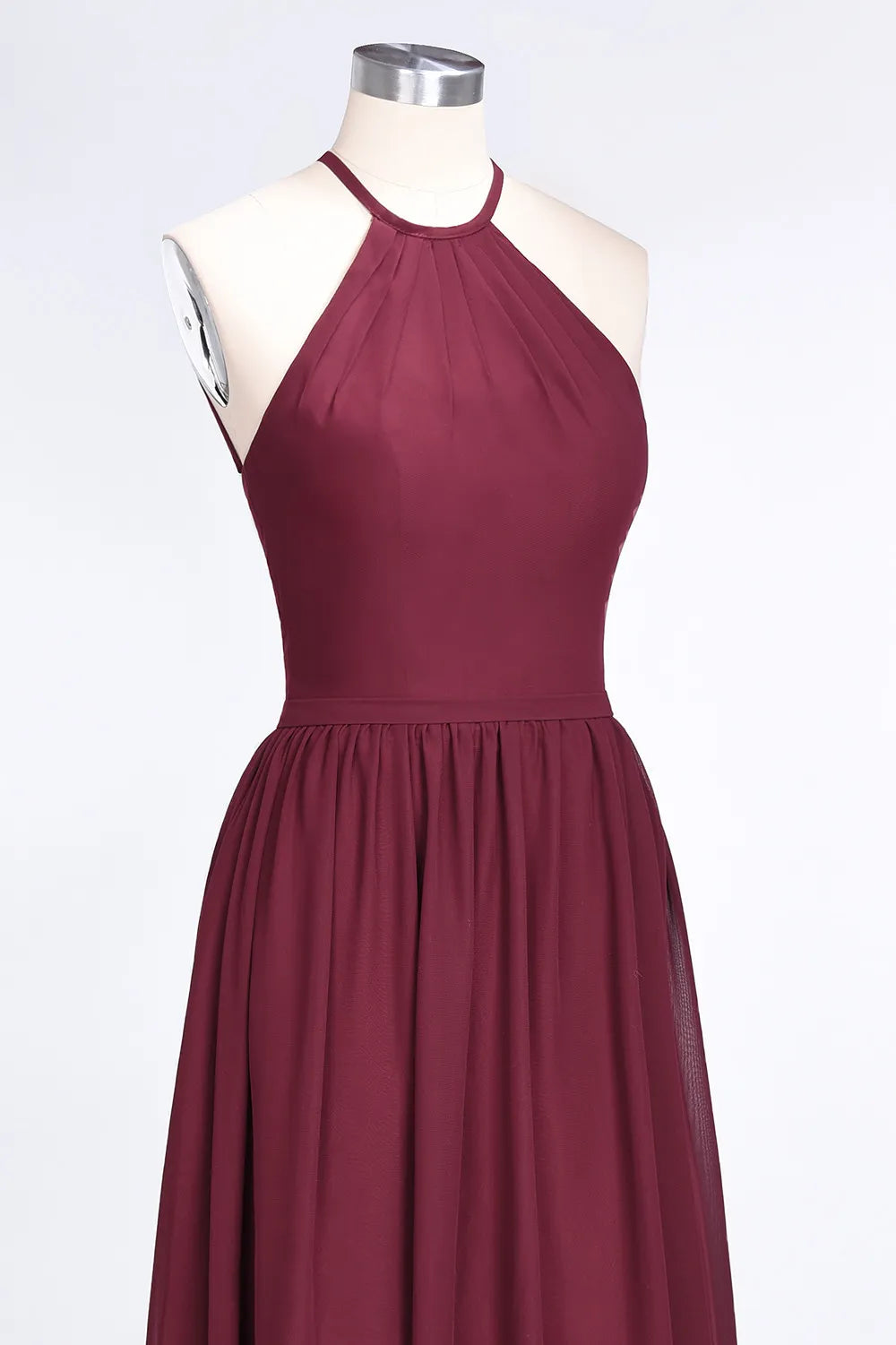 A-Line Halter Sleeveless Floor-Length Bridesmaid Dress with