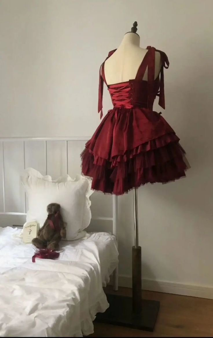 Wine Red Straps A-Line Short Party Dresses Cute Mini Birthday Dresses, HZ0319