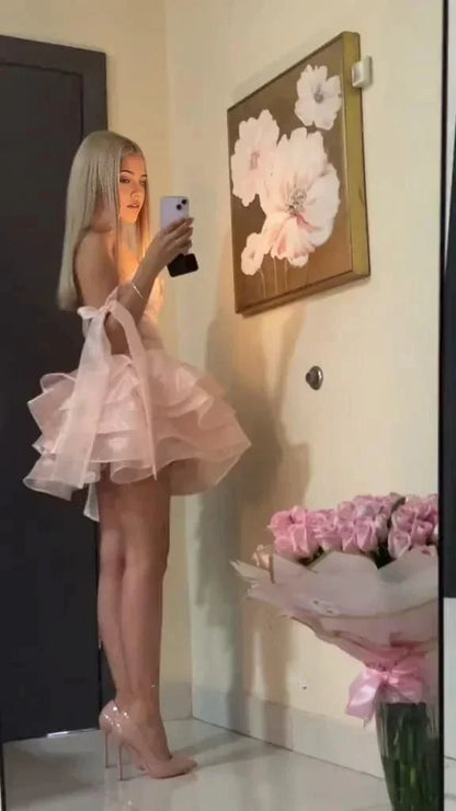 Lovely Pink Sweetheart A-Line Homecoming Dresses Short Birthday Outfits, HZ0319