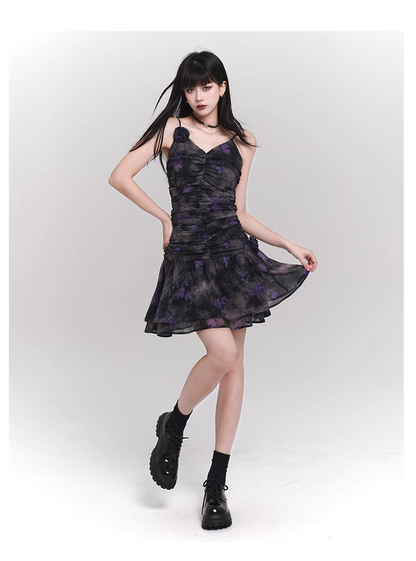Simple Fashion Design Floral Pattern Women Spaghetti Strap Dress HZ1024