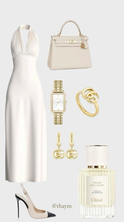 Elegant Ivory Halter Neck Sheath Long Party Dress Formal Evening Dress, HZ0319