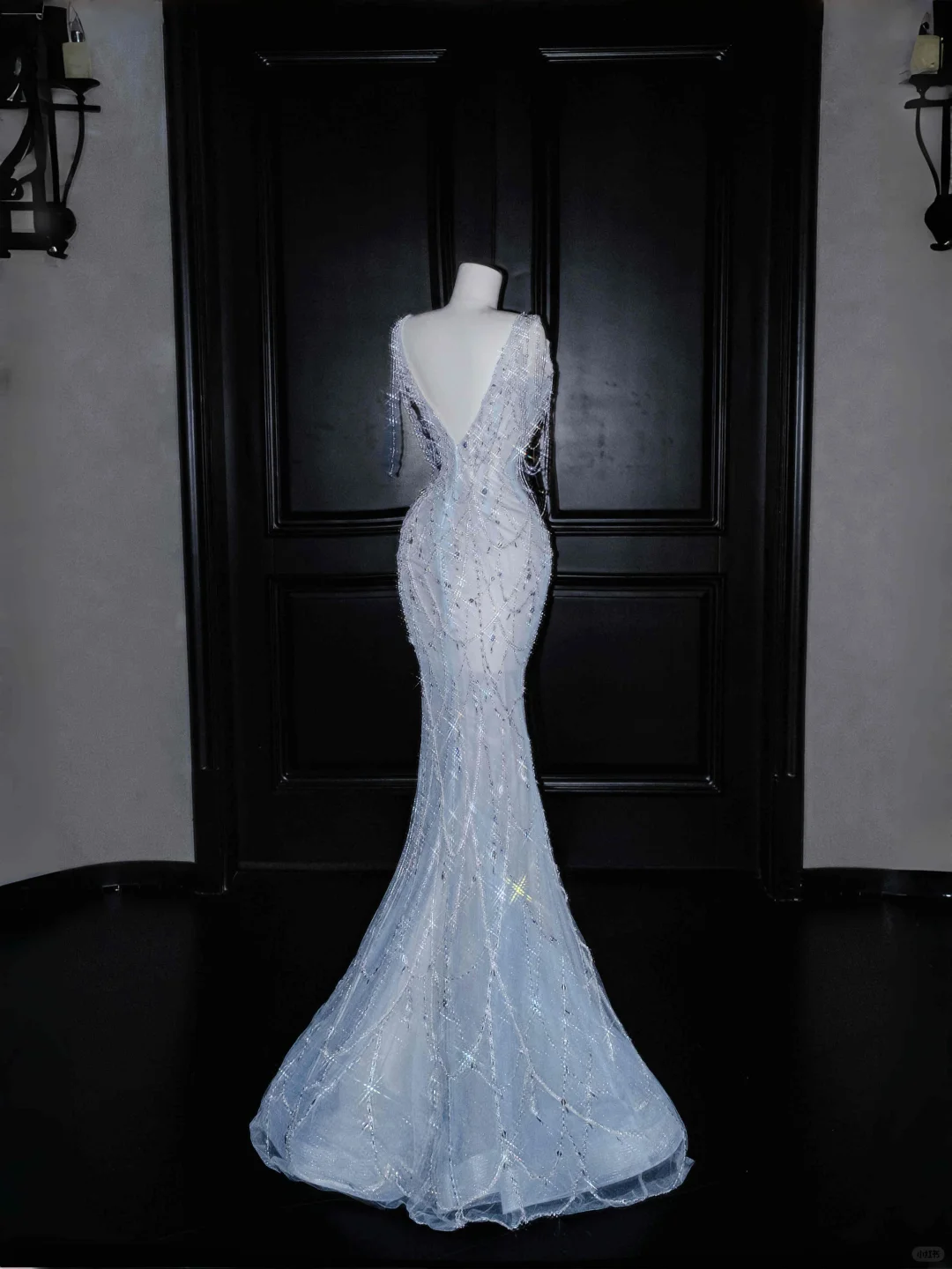 Light Blue Sleeveless Mermaid Beading Long Evening Dress Birthday Outfits, HZ0319