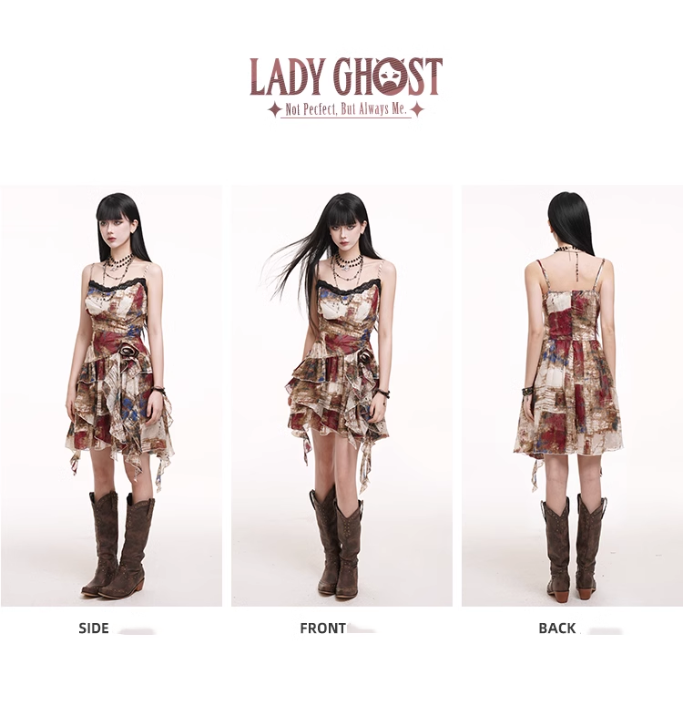 Women New Fashion Party Chiffon Spaghetti Strap Dress HZ1024