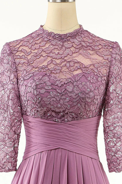 A-line Chiffon Long Mother Of the Bride Dress with Lace