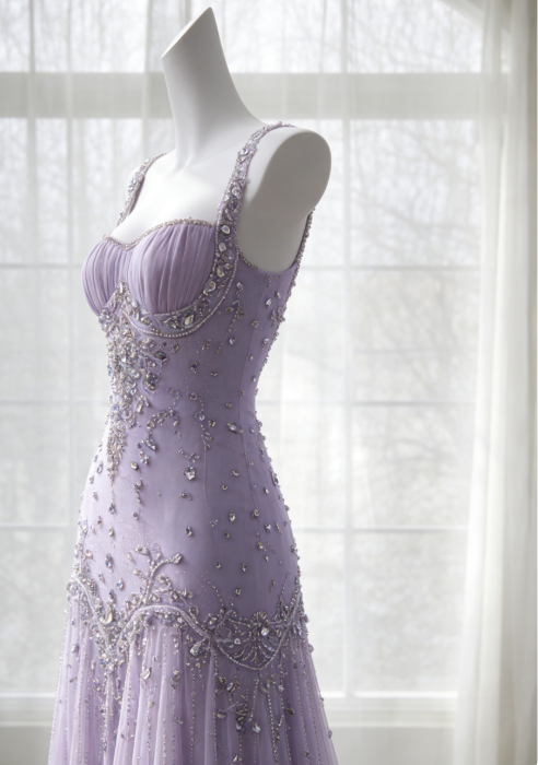 Classy Purple Prom Dress Beaded Tulle Straps Sheath Evening Dress Sleeveless Birthday Dress DP05231